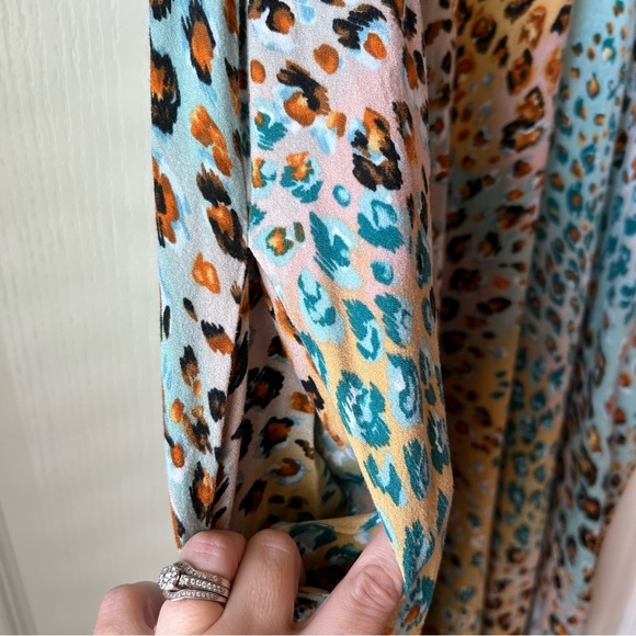 LOVESTITCH Mika S/M Multi-Colored Leopard Print Maxi Slip Dress V Neck Flowy Bo - Picture 2 of 4